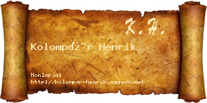 Kolompár Henrik névjegykártya